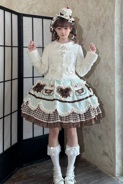 【10月17日予約締切】White Sweet Lolita Pearl Bow Lace Short Coat