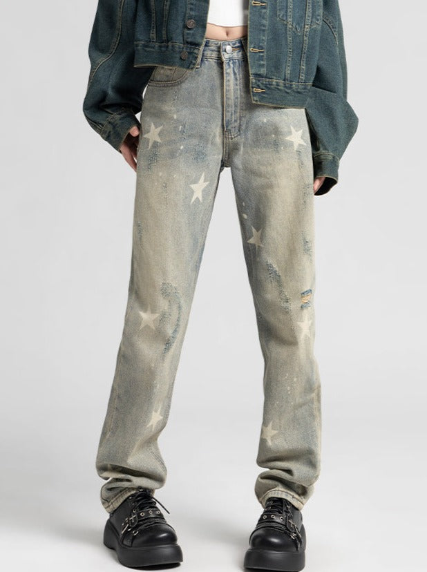 starched denim pants