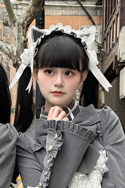 [Pre-order Deadline: April 25] Phantom Cat Series Cat Ear Hairband + Ribbon Veil Hat