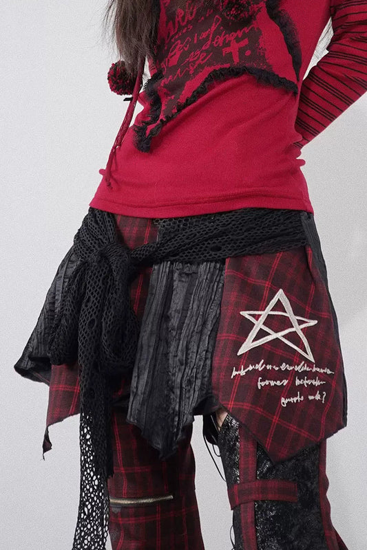 ダークロックアシンメトリカルチェックスカート