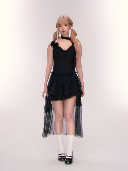 Sheer Black V-Neck Summer Chic Dress