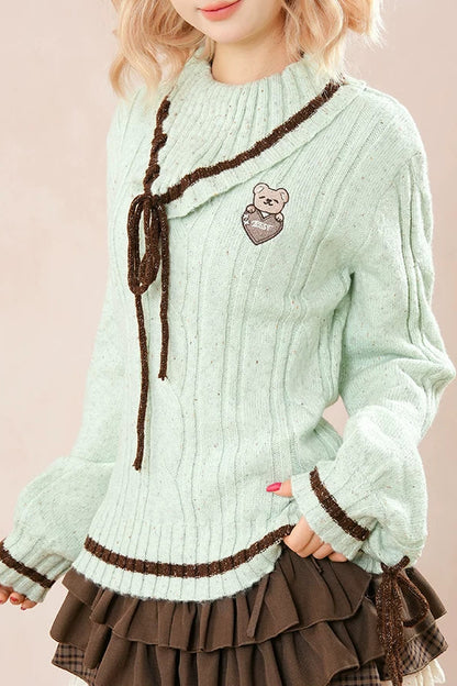 ミントベアニット+ケーキスカート