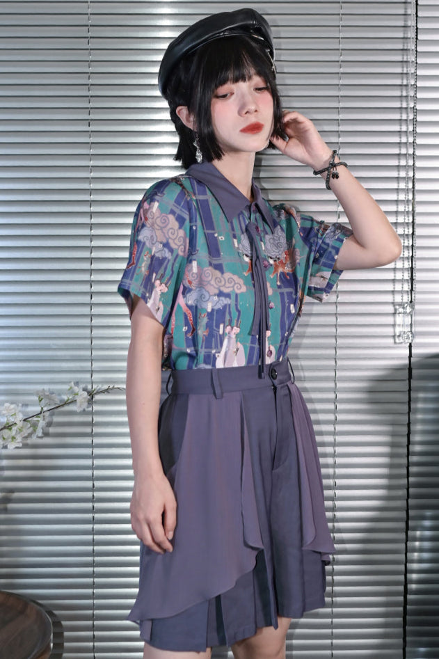 タッセルシャツ+キュロット