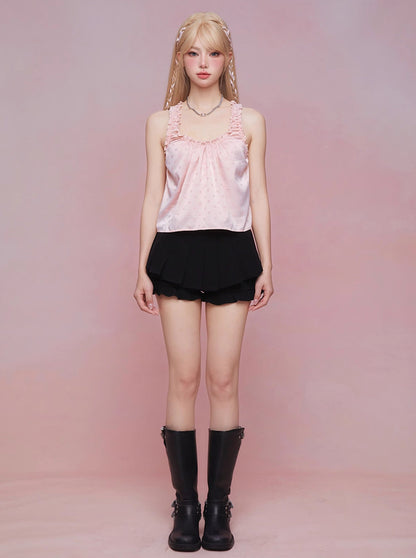 Shirred Suspender Sleeveless Top