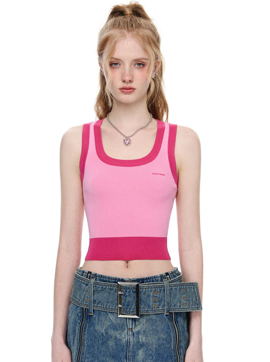 Sleeveless Suspender Knit Vest Top