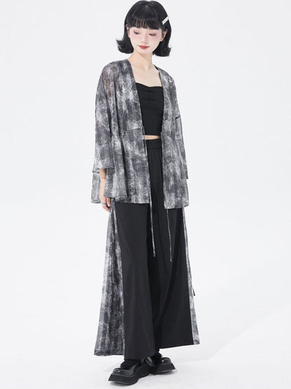 Ink Print Wide Leg Pants