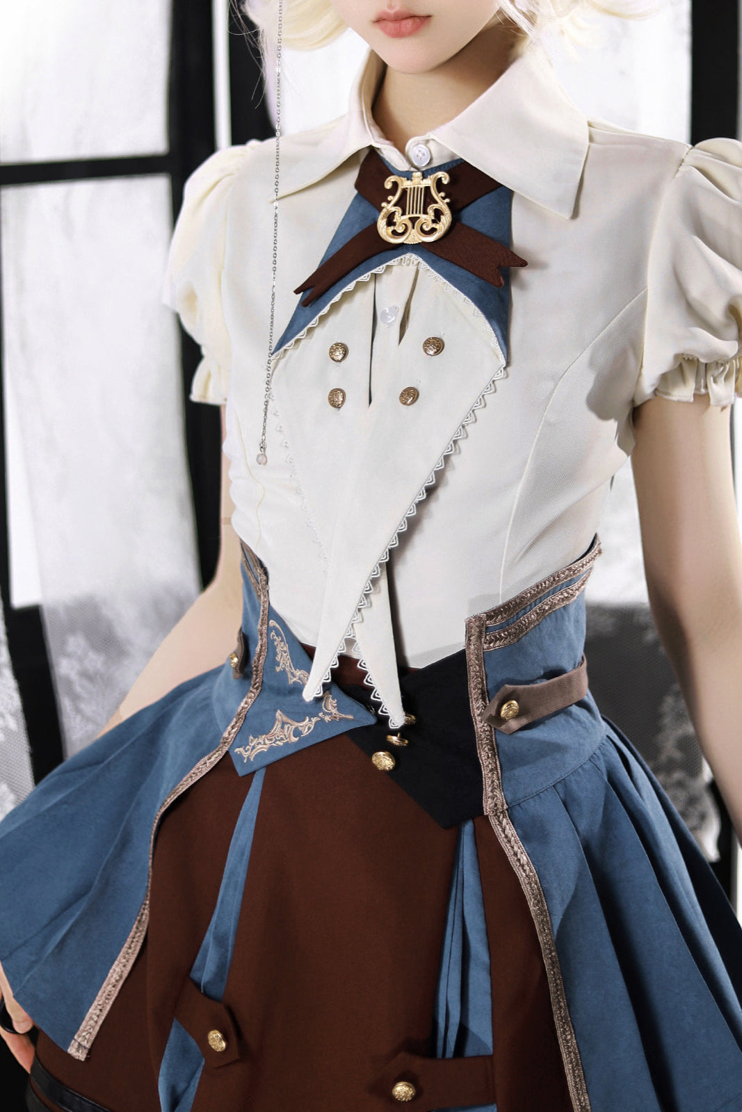 【予約商品】英国風カレッジシャツ+スカート+ベルト