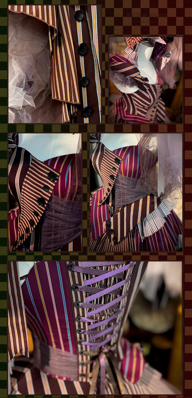 【予約商品】ストライプグリッドファンタジードレスセット＋アシメチュールスカート＋ベール