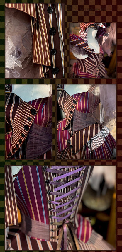 【予約商品】ストライプグリッドファンタジードレスセット＋アシメチュールスカート＋ベール