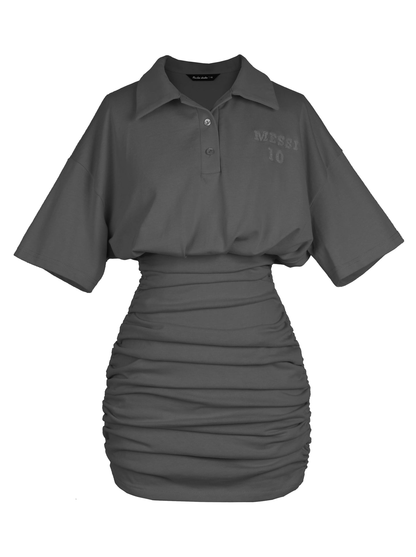 Pure Design Apollo Collar T-shirt Docking Shirring Dress
