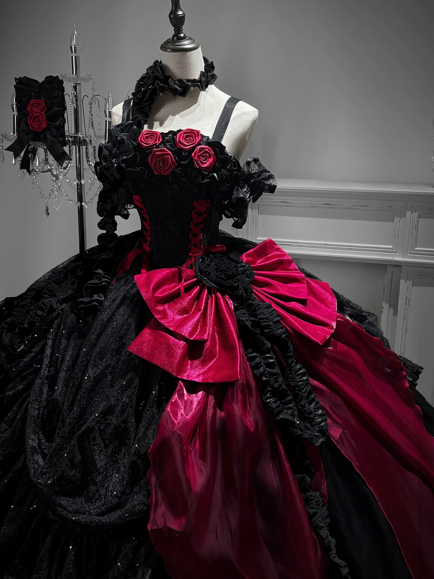 [Pre-order] Gothic Rose Wedding Lolita Gorgeous Tiered Corset JKS Dress