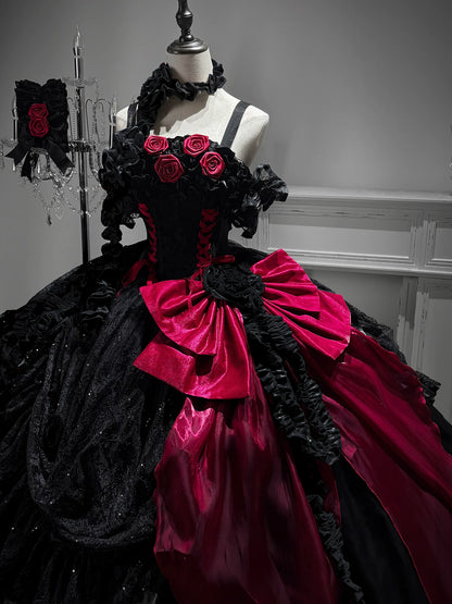 [Pre-order] Gothic Rose Wedding Lolita Gorgeous Tiered Corset JKS Dress