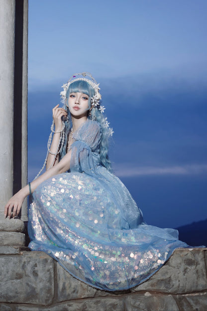 Mermaid Shining Blue Dress