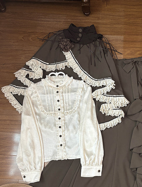 【12月23日予約締切】トワイライトレインロマンティックローズハイネックカラー付きフリルケープ