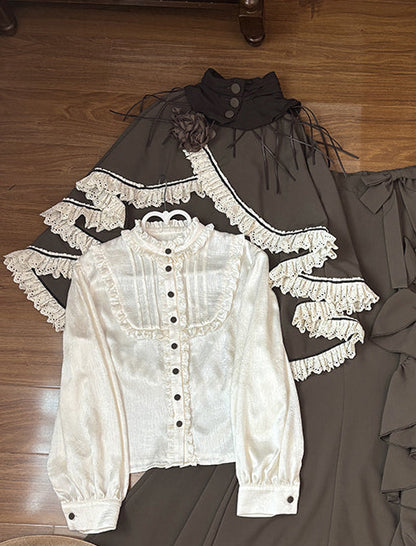 【12月23日予約締切】トワイライトレインロマンティックローズハイネックカラー付きフリルケープ