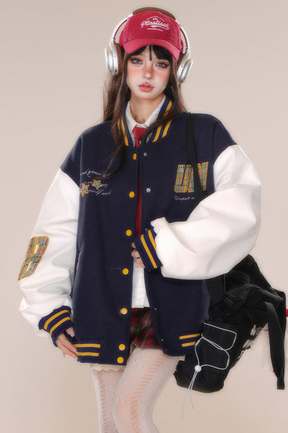 Over -size baseball club jacket