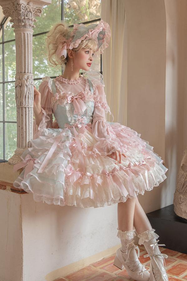 [Reservation deadline on October 18] Rose Garden Floral Pearl Ribbon Tulle Dress