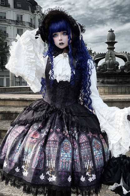【9月28日予約締切】Gothic Lolita Stained Glass Lace Ruffle Corset JSK Dress