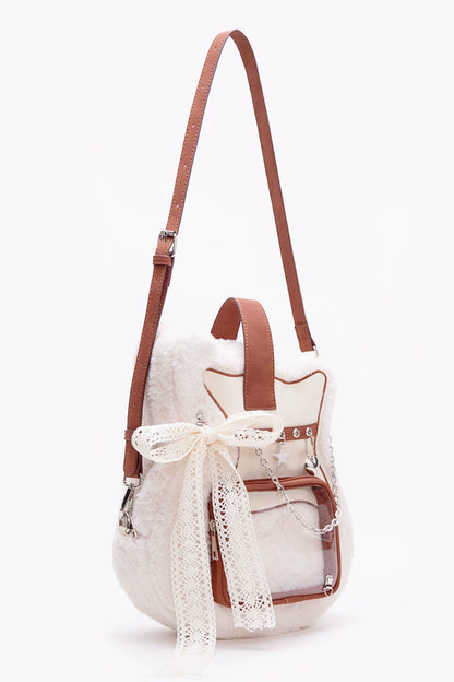 HIATUS original plush guitar pain bag creative contrast sweet cool chain shoulder crossbody backpack sweet love bag