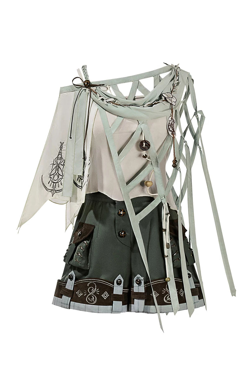 【8月12日予約締切】フォレストグリーンプリンスロリータキャミトップ＋アシンメトリーフローラルケープ＋ショートパンツ＋フルセット