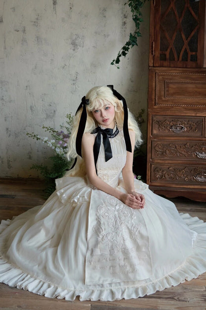 [Pre-order Deadline: May 29] Romantic Embroidered Ribbon Lolita Corset Tulle Dress
