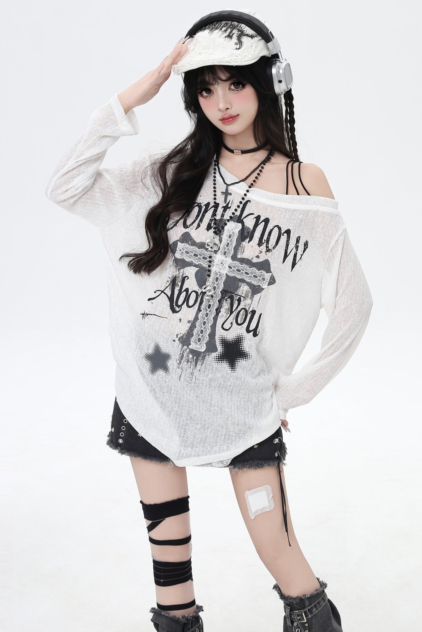 Chic Monochrome Cross One Shoulder Top