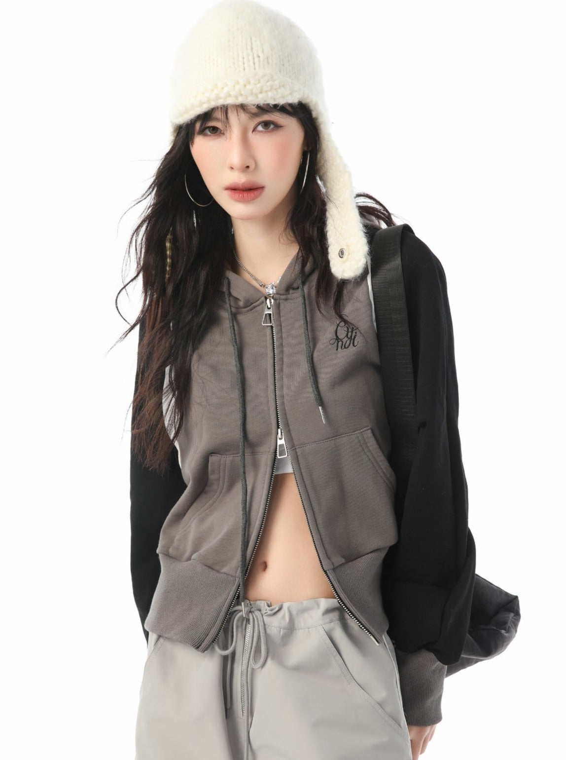 Bicolor mode hooded parka