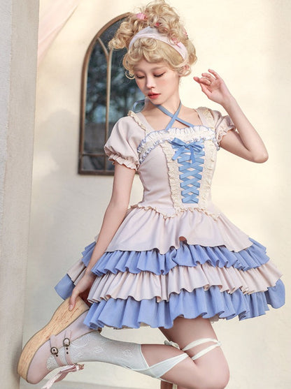 Candy Lace-up Lolita Dress + Ruffled Arms