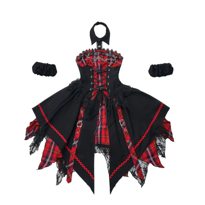 Robe punk gothique subculturelle à carreaux