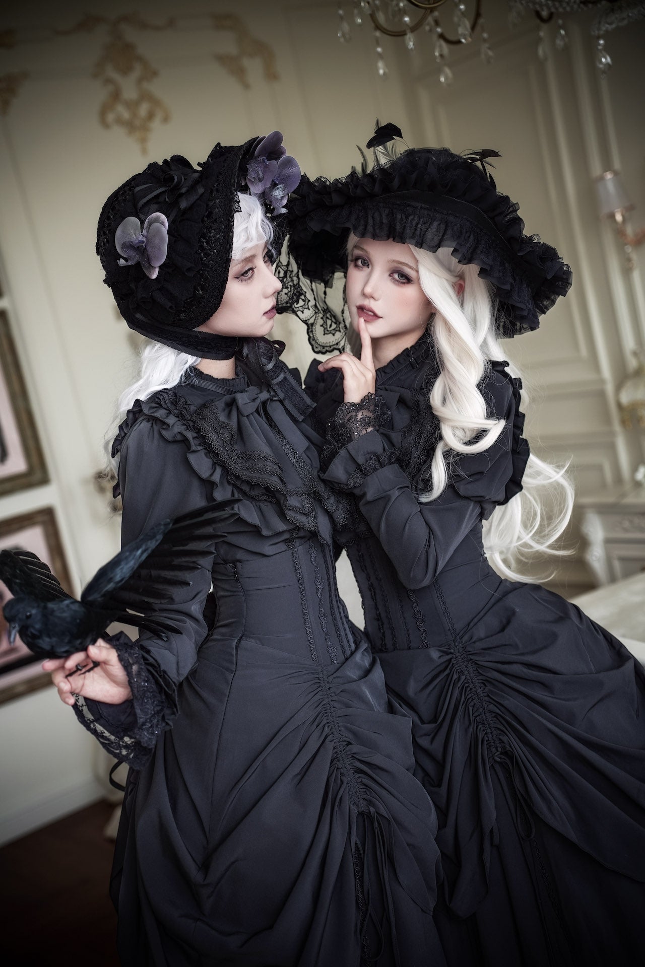 【1月3日予約締切】Return of the Witchesダークゴシックローズラッフルトップス＋プルアップコルセットスカート