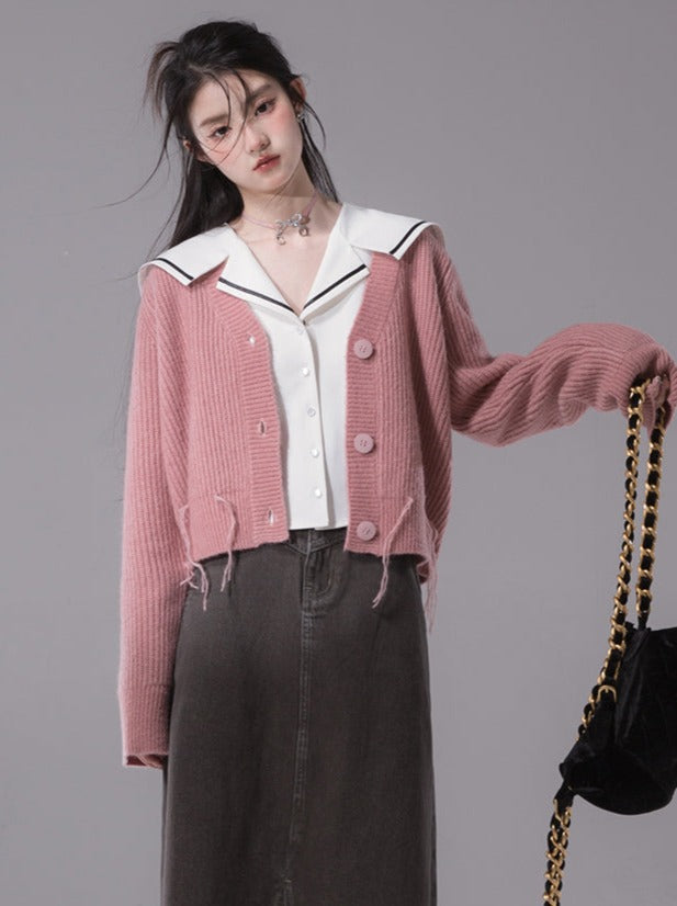 Very pastel-colored wool cardigan