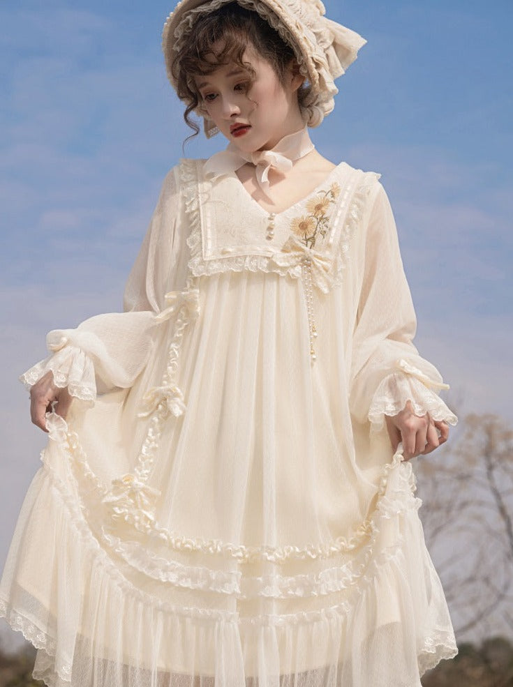 Sweet Sunflower Pure White Lolita Dress