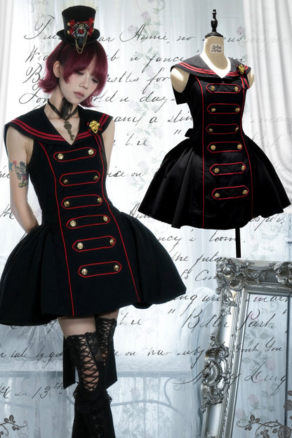 Black Red Navy Large Hem Backless Dress