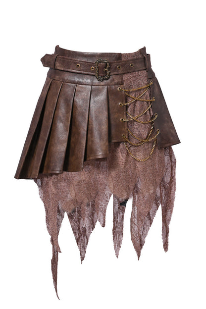 Virtual Leather Pleated Skirt