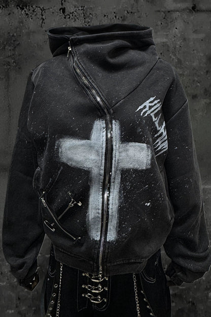 クロスウォッシュドフードジャケット