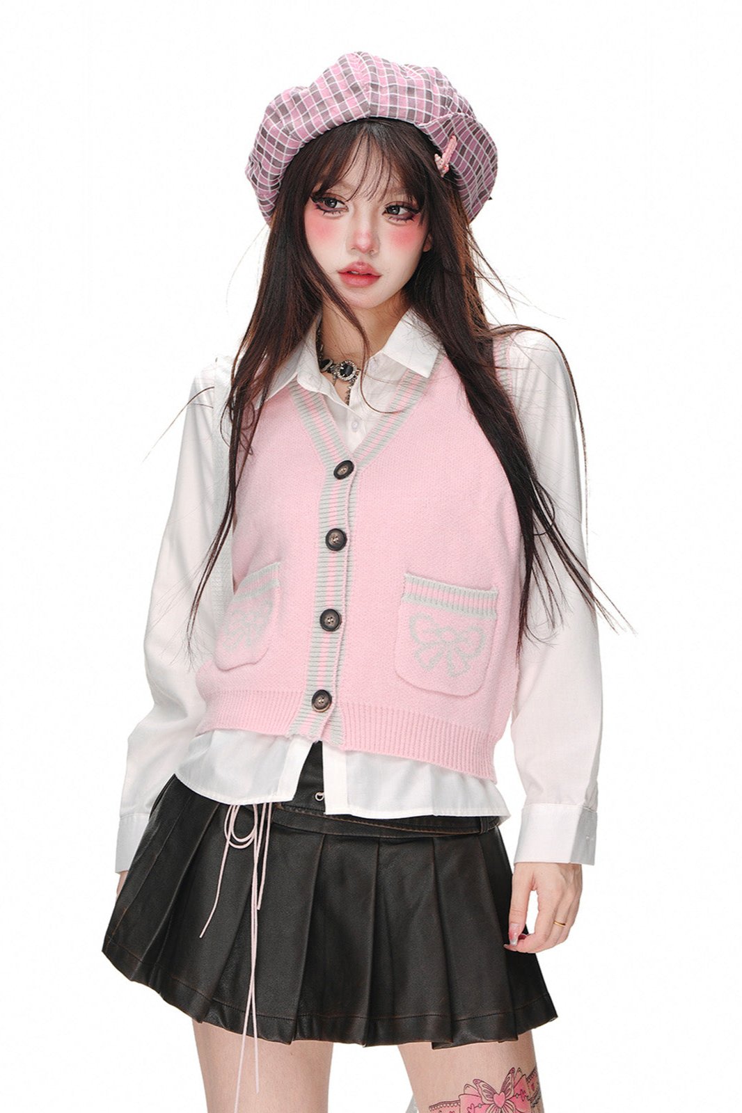 Lazy Style Sailor Suit Cardigan+ Vest