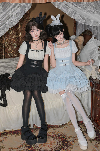 Cool Square Neck Four-Stage Dress