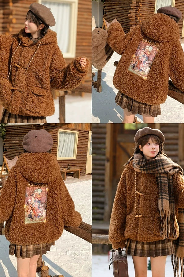 レトロフェアリーテイルフードフリースコート