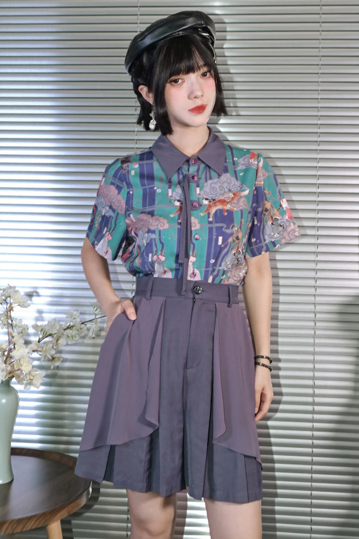 タッセルシャツ+キュロット