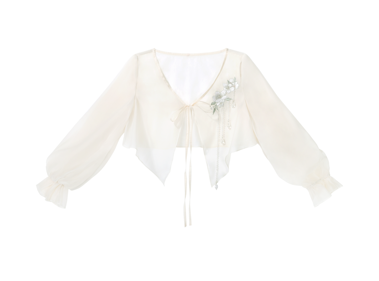 China Gradient Flower Retro Dress + Sheer Cardigan