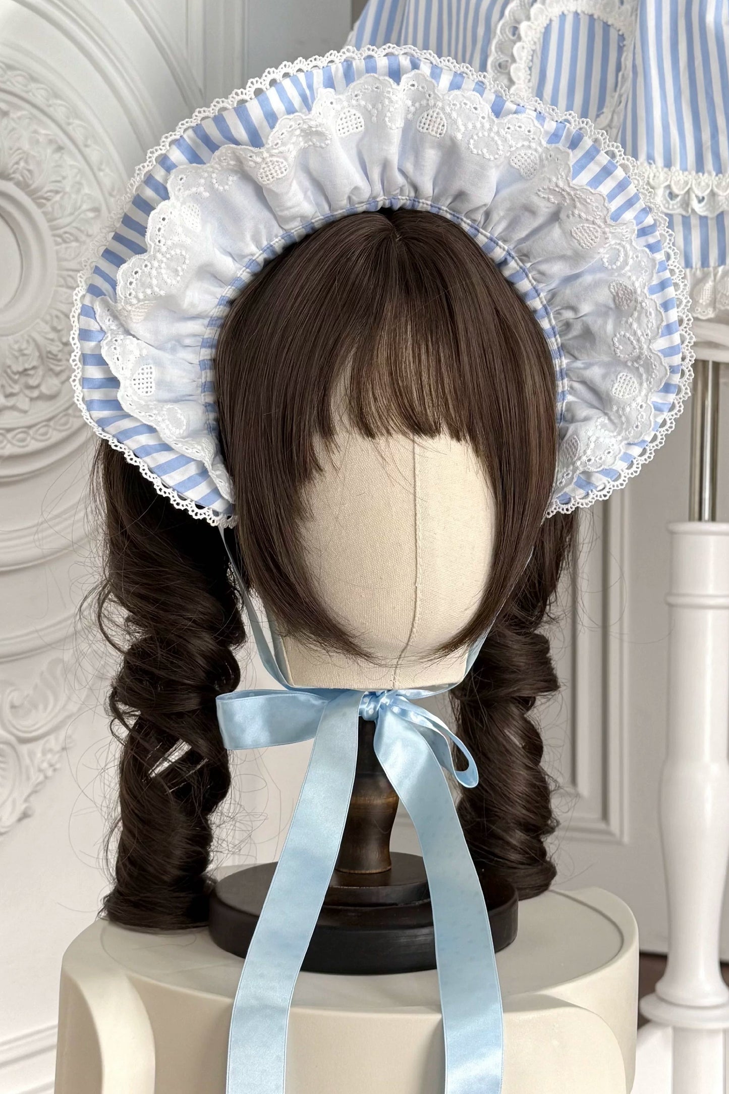 [Vorbestellung] Retro-Puppenartiges Lolita-Kleid + Haarband + Clip + Haube + Hut