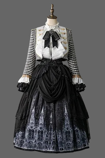 【予約商品】チャーチクワイアゴシックロリータハウンドストゥースドレスアンドプリンススーツフルセット＋コンプリートセット＋ハット