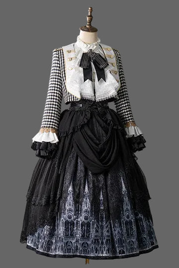 【予約商品】チャーチクワイアゴシックロリータハウンドストゥースドレスアンドプリンススーツフルセット＋コンプリートセット＋ハット