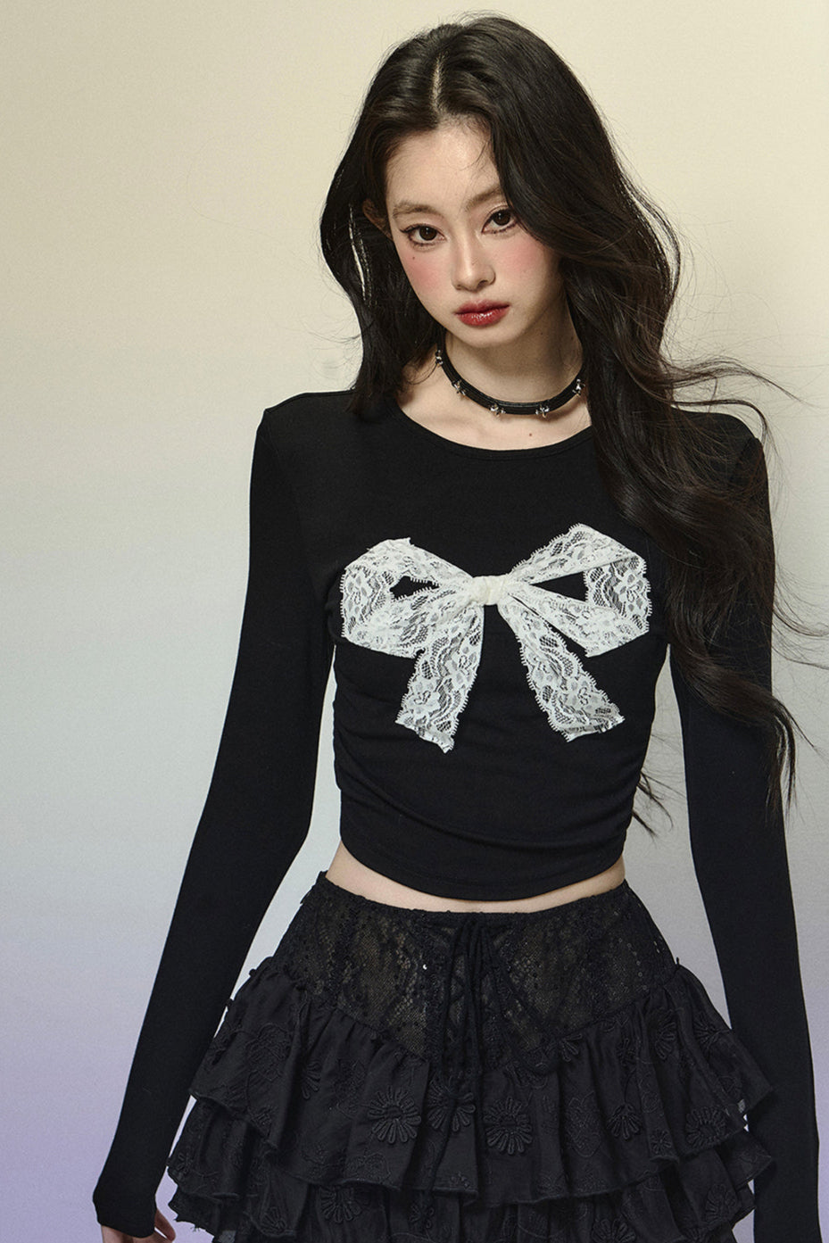 Lace Big Bow Cropped Top