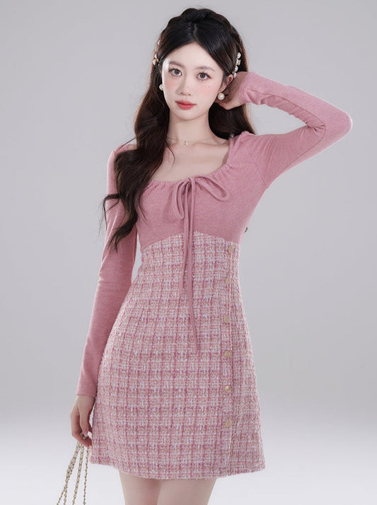 スプライシングツイードワンピース