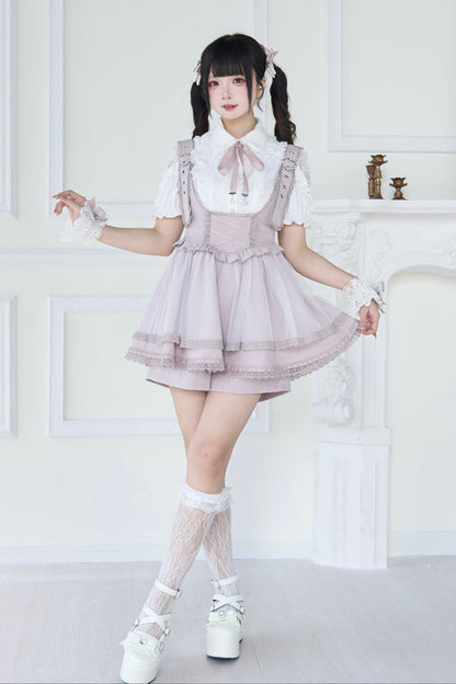 【予約商品】スプレシアーレーススリーブリボンシャツ＋ストラップビスチェドレス