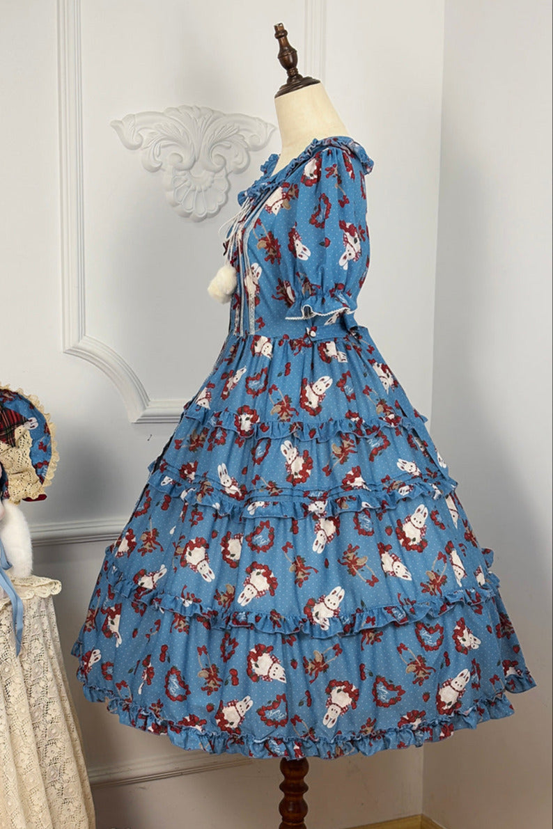 [Pre-order Deadline: January 31] Forest Berry Rabbit Series Daily Puff Sleeve Dress
