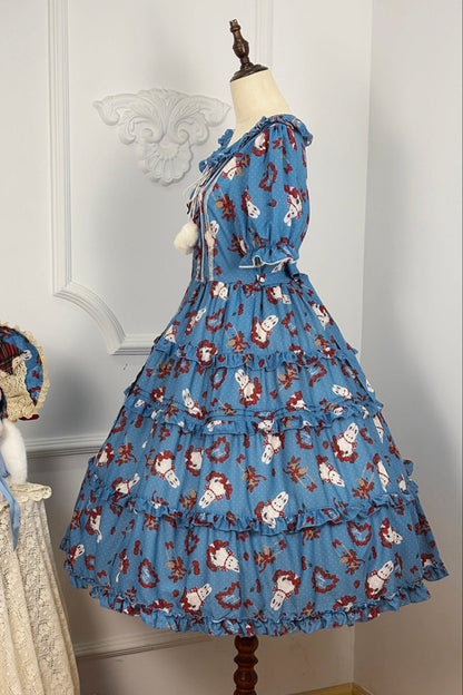 [Pre-order Deadline: January 31] Forest Berry Rabbit Series Daily Puff Sleeve Dress