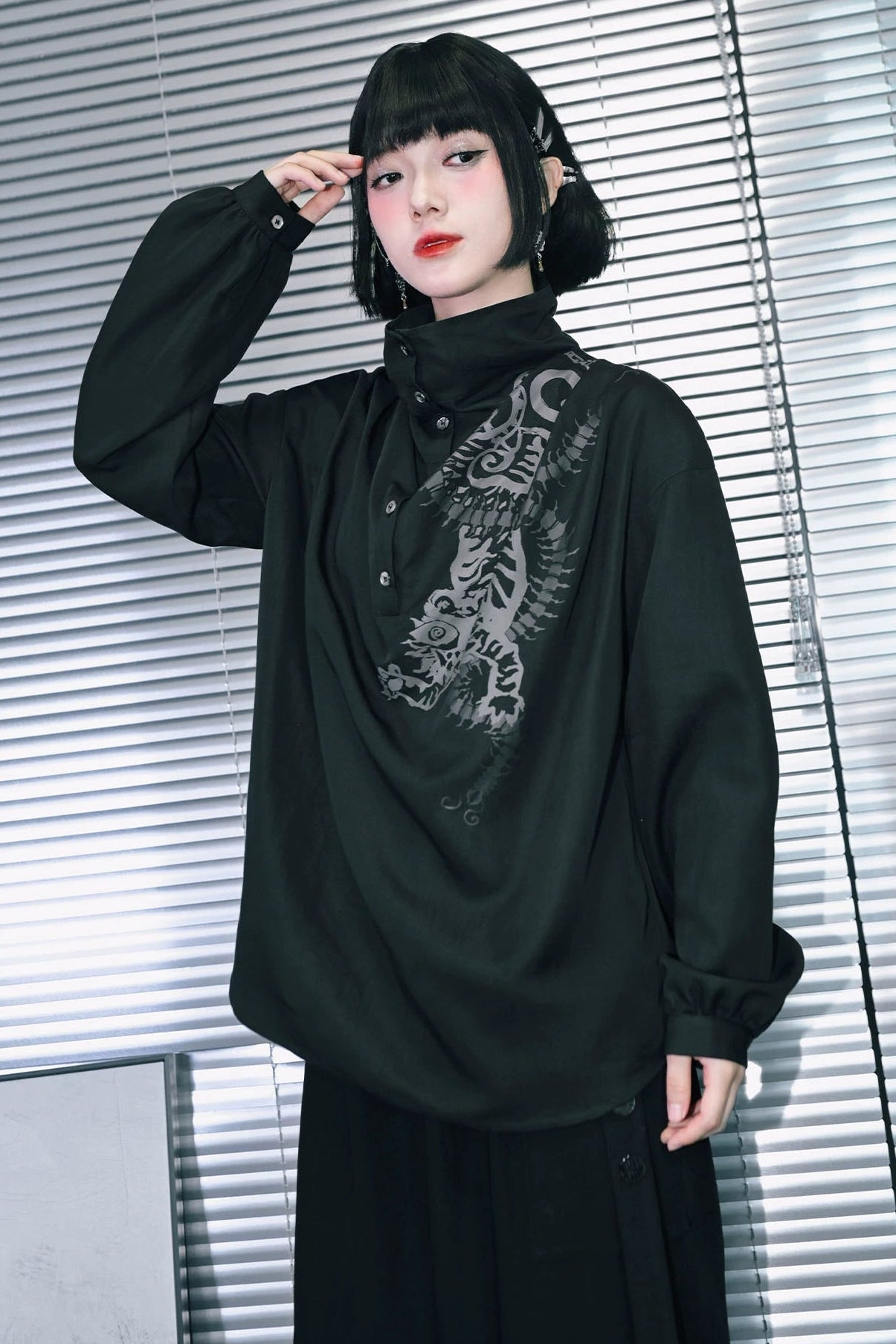 Slimming Retro Lantern Sleeve Top