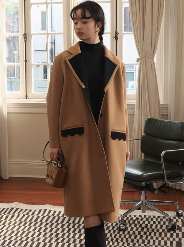 Retro sweet wool long coat